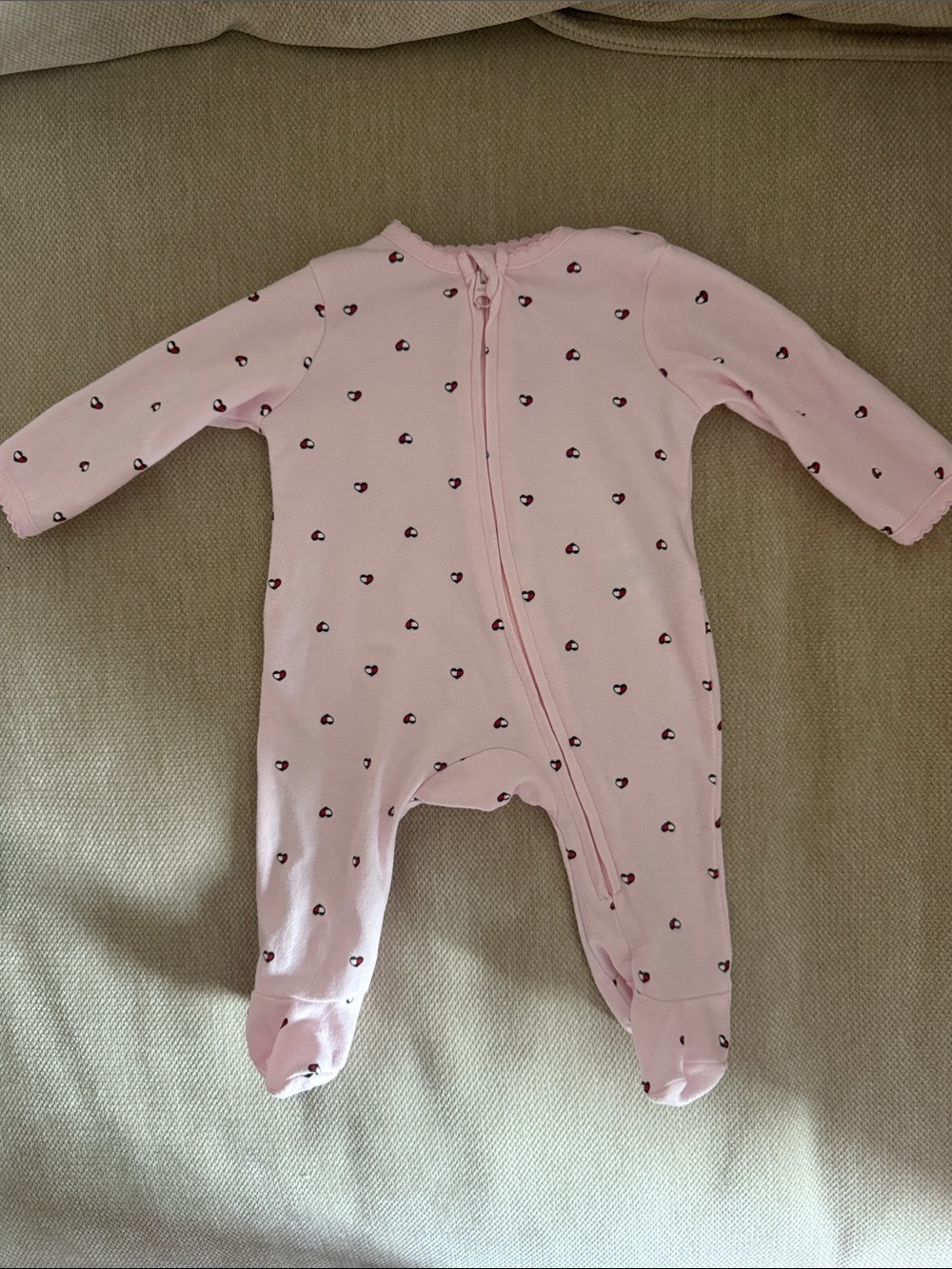 Tommy hilfiger Pink Heart-Print Baby One-Piece Footed Pajamas onesie